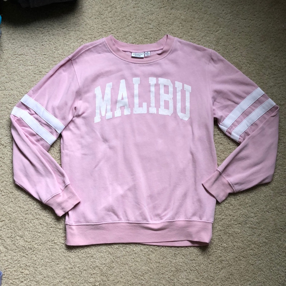 Mighty fine- pink Malibu crew neck sweatshirt 🌊🌴